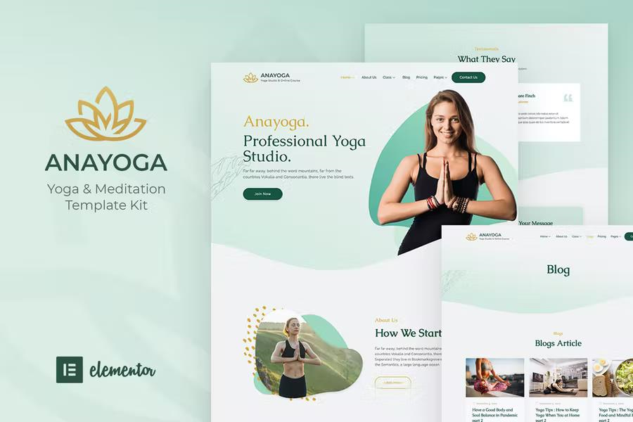 ANAYOGA – YOGA TEACHER & STUDIO ELEMENTOR TEMPLATE KIT